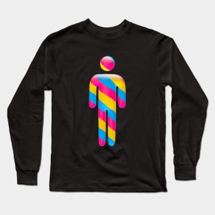 Male icon in Pansexual flag colors for LGBTQ+ diversity Long Sleeve T-Shirt